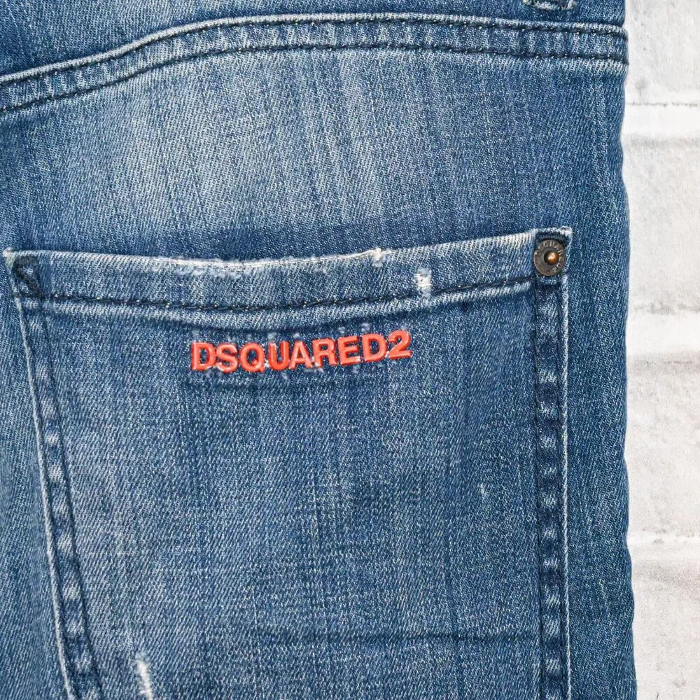 Men's Blue Distressed Straight-Leg Jeans